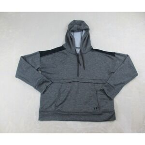 Under Armour Sweater Womens Large Gray‎ Hooded Spell Out Pullover Loose Ladies